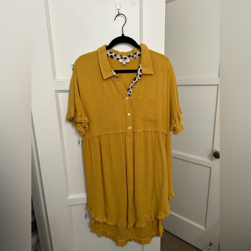 Umgee Mustard Button-Down Blouse